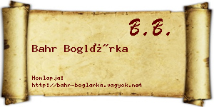 Bahr Boglárka névjegykártya
